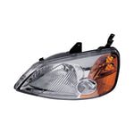 CAPA- 2001-2003 Honda Civic,LH Side Headlight (Chrome housing, clear lens)