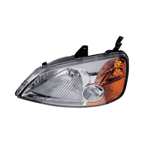 CAPA- 2001-2003 Honda Civic,LH Side Headlight (Chrome housing, clear lens)