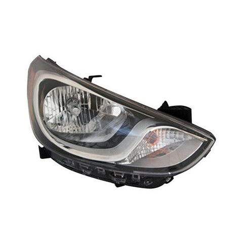 New Headlight For 12-14 Hyundai Accent Black Right Side Chrome Clear Lens- CAPA